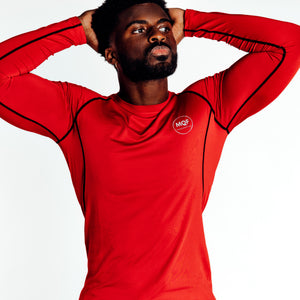 Fitness T-Shirt - Long Sleeve Sports Top - MQF Red