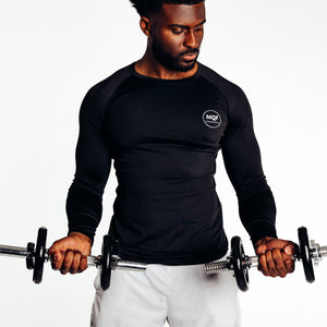 Fitness T-Shirt - Long Sleeve Sports Top - MQF Black